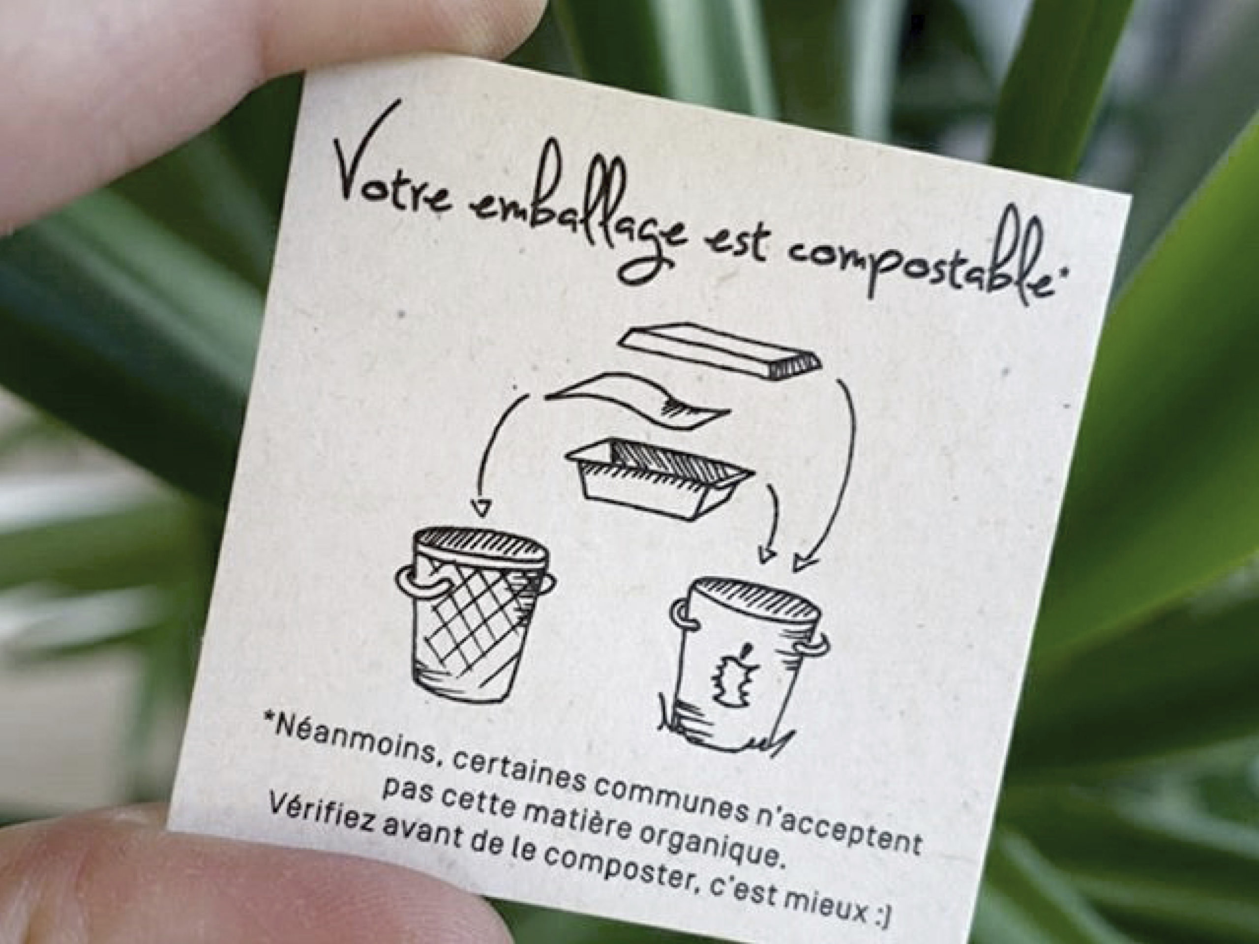 Illustration instructions emballage compostable